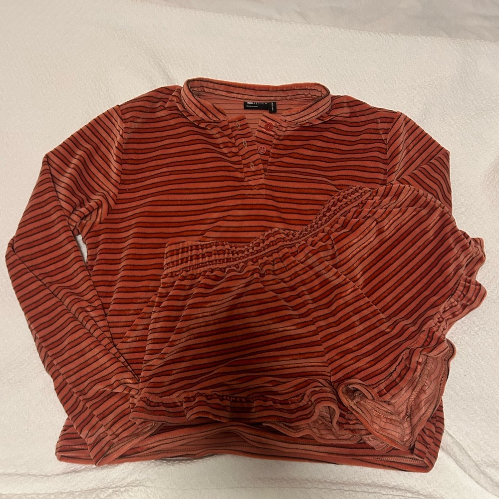 ASOS Coral Pink Striped Sleep Set - Picture 3 of 6